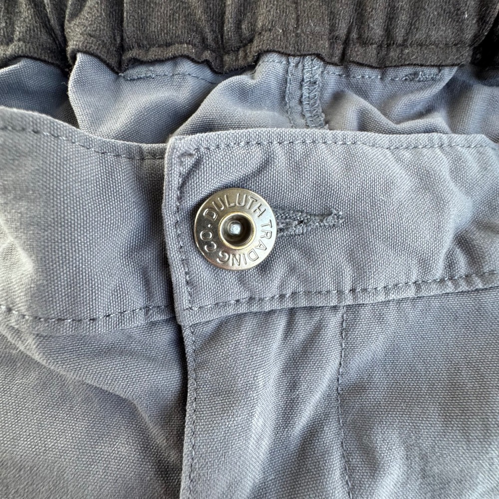 Duluth Trading Co Mens Gray Nylon Cargo Pants XL x 34 Elastic Waist Work Hiking - Picture 4 of 12